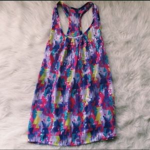 FLOWY PRINT TANK TOP WITH SEQUINS NWOT
